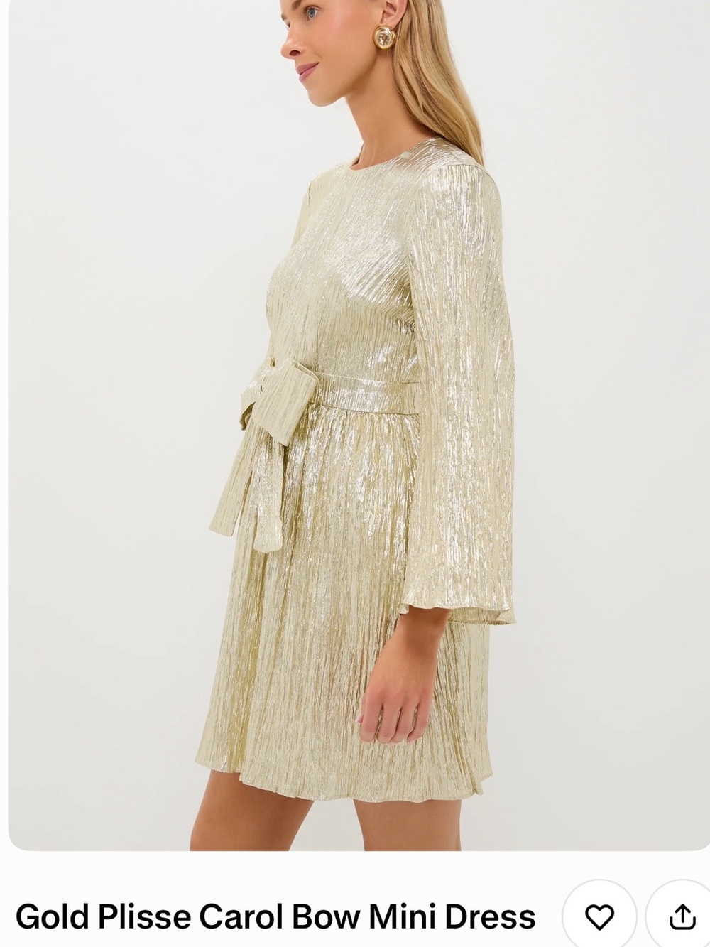 Gold Metallic Tie-Waist Mini Dress - Picture 5 of 16